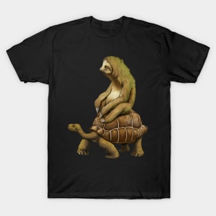 Sloth Riding Tortoise Sloth Riding Turtle T-Shirt